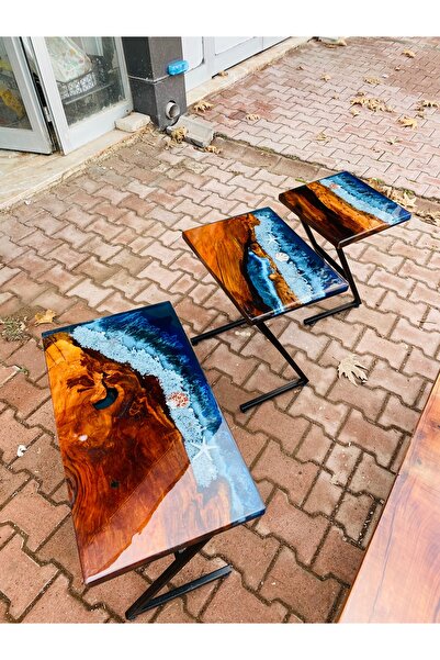 Konyalı Sanat EPOKSİ SEHPA SETİ LED IŞIK DETAYLI HEMEN TESLİM