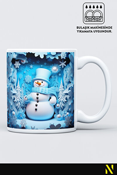 nilizma Christmas New Year Themed Snowman Porcelain Mug Cup