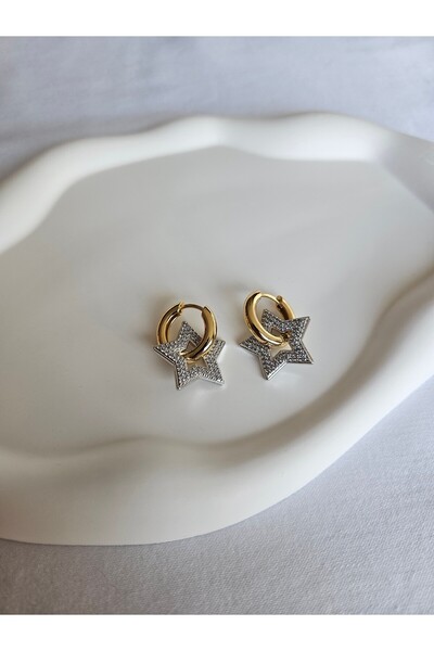 SMCHOME الصلب غير تشويه سلسلة خاصة الزركون حجر هوب نجمة الأقراط