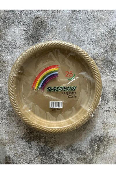 Rainbow Partycom 25 adet '' Gold Plastik Tabak '' 22 cm