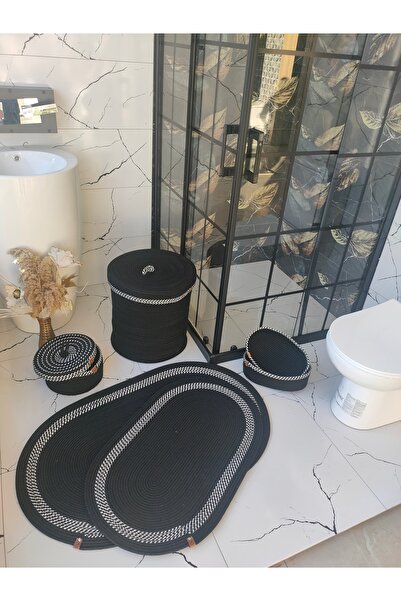 ADES HOME DESİGN Jüt, Banyo Takımı, Banyo Seti, Kirli Sepeti,Banyo Paspası,Pa...