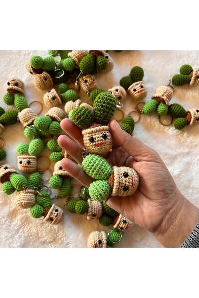 sandal hediyelik Amigurumi Kaktüs Anahtarlık 1 Adet