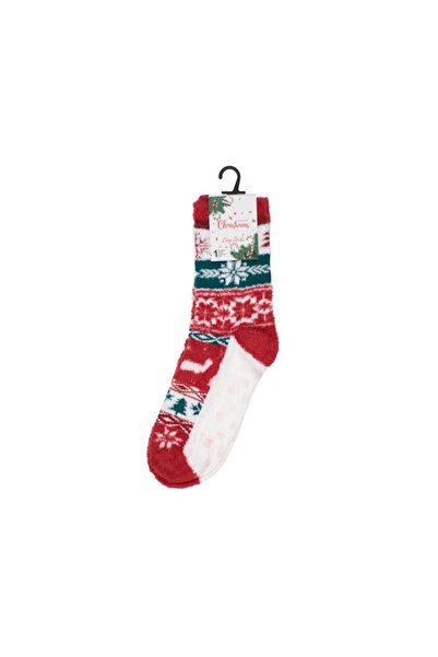 lidl Christmas Socks Women Fluffy Red White Sequins Anti-Slip Sole 37-41 Number