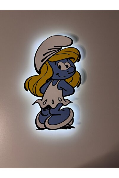 UViolets Dekoratif Ahşap Baskılı Şirinler Şirine Çocuk Odası Gece Lambası 20*33