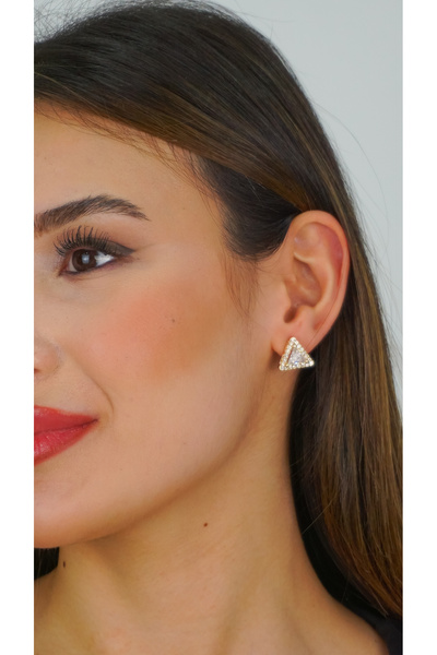 TRENDTAKI Vintage Triangle Diamond Mount Earrings 0130