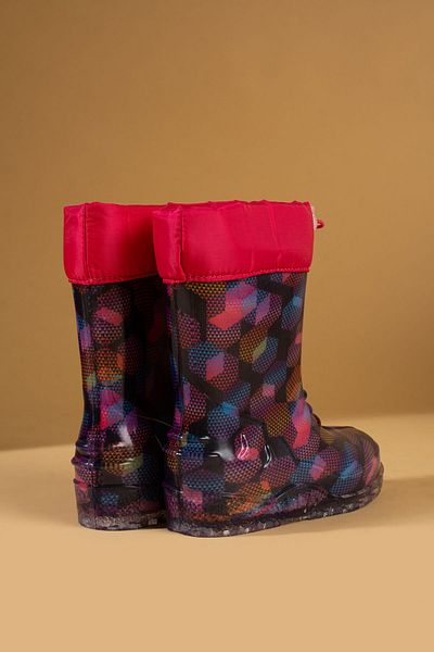 Pembe Potin Unisex Φούξια Λιλά Παιδικές Αδιάβροχες μπότες βροχής με σχέδιο Galaxy