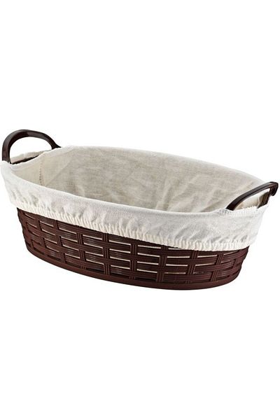 Bora Plastik 10 Pieces Bora Plastic Wicker Patterned Bread Basket - No:2 Clothed Oval Basket