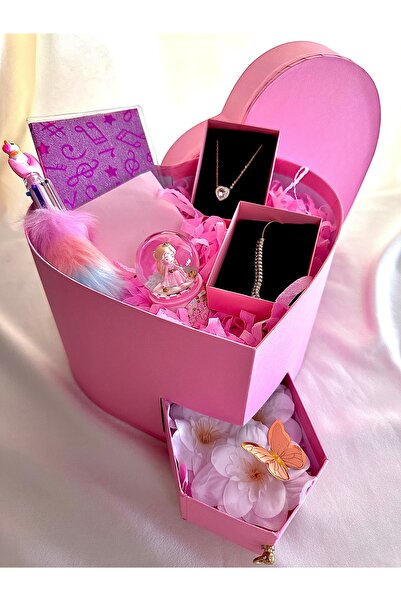 Gülşah bostan aksesuar Sevimli pembe kalp kutu sevgili,eş ,arkadaş,doğum günü...