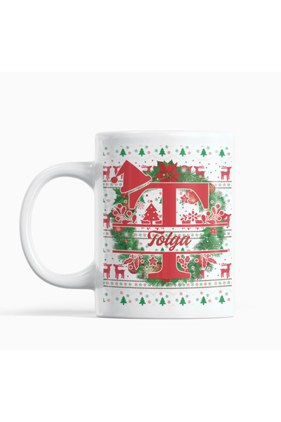 Nino Store Letter t Christmas Themed New Year Gift Printed Mug