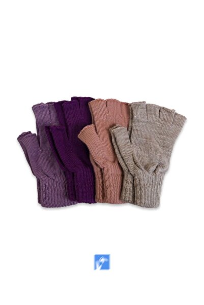 Kardelen Butik Denizli New Autumn and Winter, Solid Color Windproof Acrylic Cut Finger Gloves for Adult