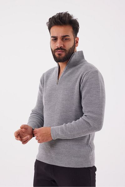 KAPTAN TRİKO Men's Wool Blended Half Zip Sweater 4444 Mod