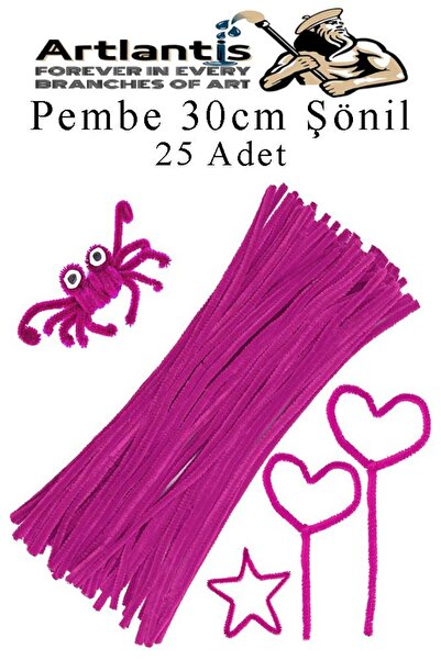 Artlantis Şönil 30 cm 25 li 1 Paket Renkli Tüylü Tel Okul Öncesi Anasınıfı Kr...