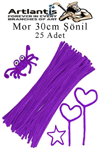 Artlantis Şönil 30 cm 25 li 1 Paket Renkli Tüylü Tel Okul Öncesi Anasınıfı Kr...