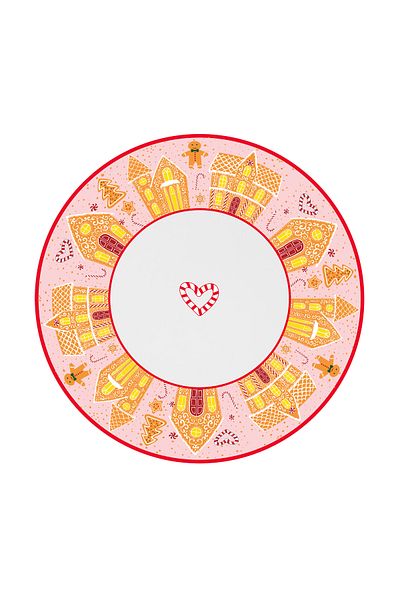 Vivas Pink Gingerbread House Plate Porcelain 23 cm