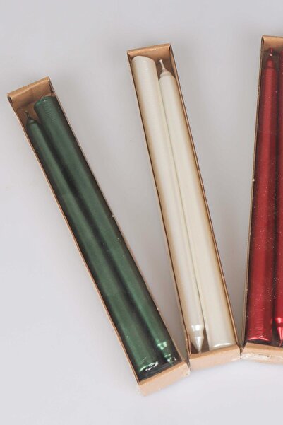 DEKOMUS Mutlu Yıllar Serisi 2'li Metalik Şamdan Mum