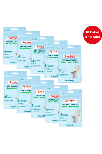Mulpex Tek Kullanımlık Suda Çözünür Klozet Kapak Örtüsü - 10 x 10 lu Paket