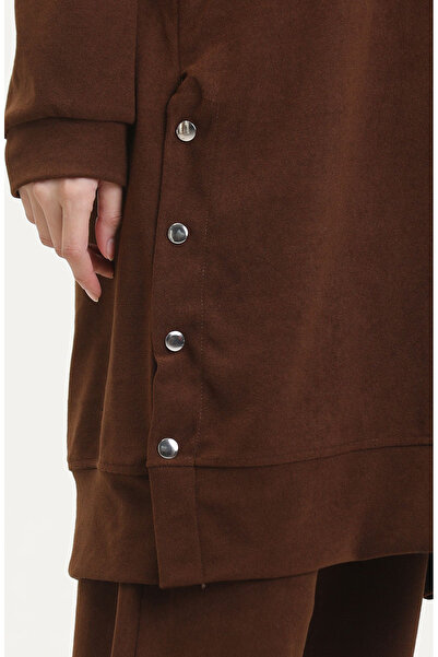 sefamerve Astana Fabric Hooded Tunic Pants Set of Two 0553-06 Tan