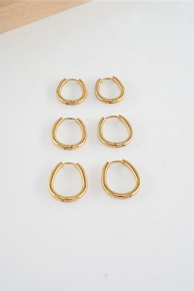 By Zeyna Aksesuar Women's 316 L Steel Anti Allergenic Drop Model 3 Length 1.8cm / 2.2cm /2.5Cm Clip-On Set of 6 Earrings