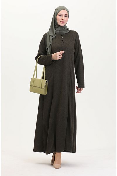 sefamerve Kleid mit Knopfleiste in Übergröße 0532-02 Khaki