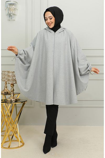 sefamerve Poncho cu glugă gri - 0505-05