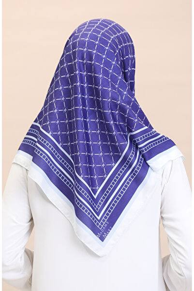 sefamerve Sötétkék krémszínű puha pamut sál - 19091-04