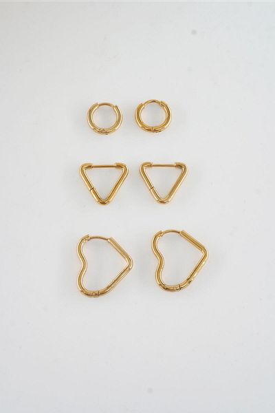 By Zeyna Aksesuar Women's 316 L Steel Anti Allergenic Clip-On Set of 6 Earrings