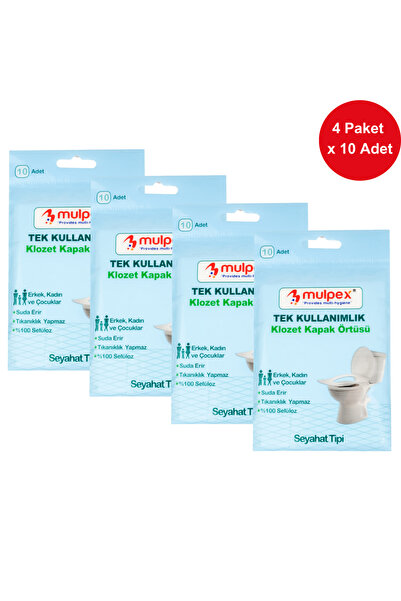 Mulpex Tek Kullanımlık Suda Çözünür Klozet Kapak Örtüsü - 4 x 10 lu Paket