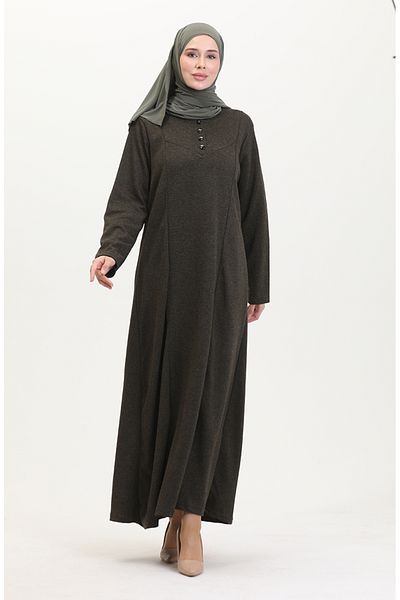 sefamerve Kleid mit Knopfleiste in Übergröße 0532-02 Khaki