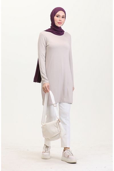 sefamerve Μακρύ τουνίκ Mink Viscose - 10345-10