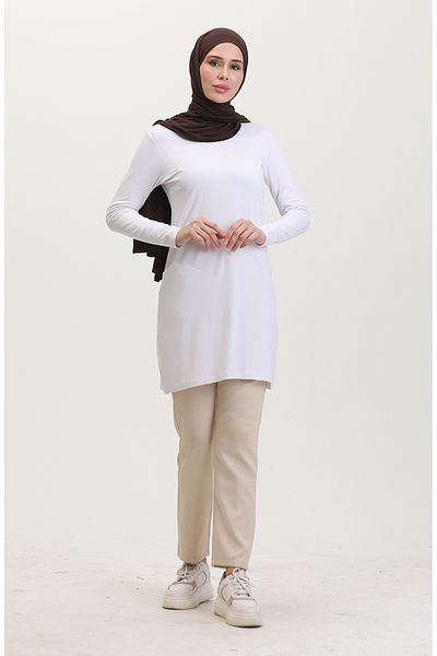 sefamerve Λευκό Μακρύ τουνίκ Viscose - 10345-06