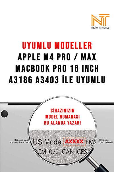 Nezih Case M4 Pro / Max Uyumlu Pro 16 Inch A3186 A3403 Simli Kılıf + Şeffaf Klavye Kılıfı + Ekran Filmi