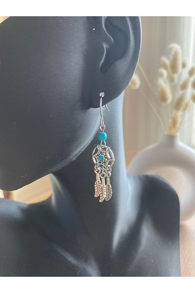 Store عزر نمط الأزرق الخرز البوهيمي المرأة الأقراط
