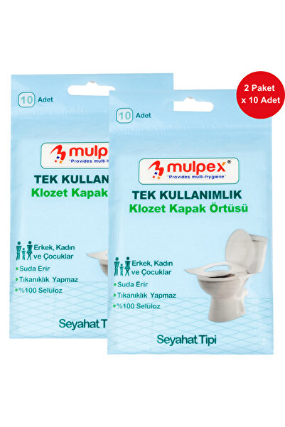 Mulpex Tek Kullanımlık Suda Çözünür Klozet Kapak Örtüsü - 2 x 10 lu Paket