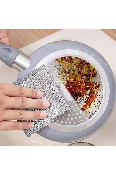 BORA HOME 2Pcs Practical Multi-Purpose Stainless Wire Dish Cloth Dirt