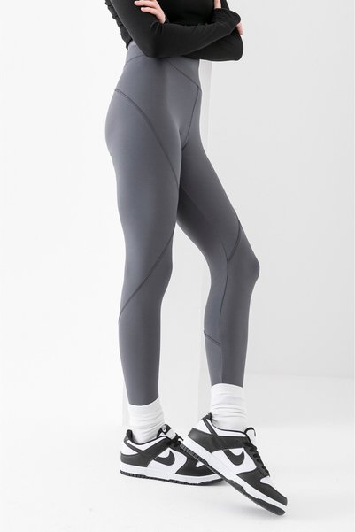 RuyaMood Women's Smoked High Waist Recovery Karyoka Stitching Breathable Soft Textured Extra Stretchy Fitness Leggings