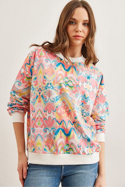 Olalook Ebru Pink Women's Sweatshirt - Soft and Loose, Swt- 19000457