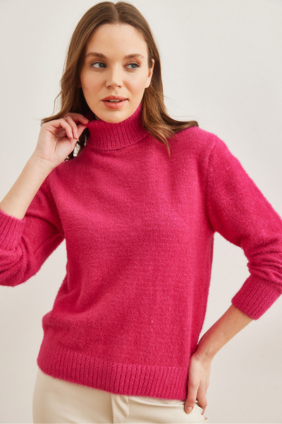 Olalook Fuchsia Turtleneck Soft Knitwear Sweater - Women Kzk- 19000861