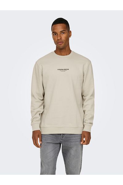 Only & Sons Onscurated Reg Crew Neck Sweatshirt - Silver Detail (14- 22030923 )