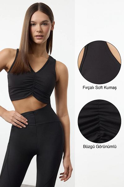 Trendyol Collection Black Soft Brushed Cloth Backing/Shaping Knitted Sports Bra Thmaw25Ss00020