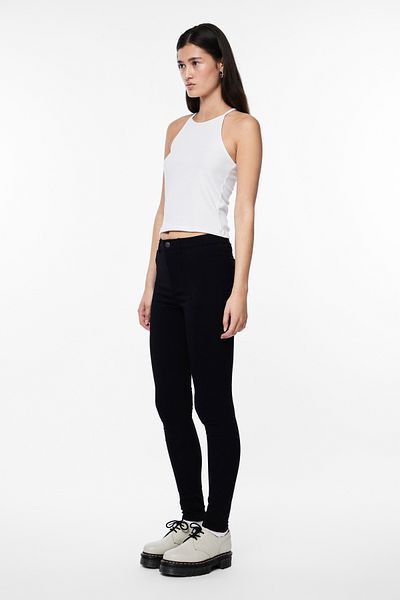 PIECES Schwarze Strumpfhose mit hoher Taille für Damen Jeans17080560 PCHIGHSKIN