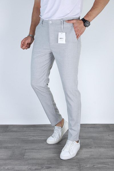 Bürke Men's Grey Color Italian Cut Slim Fit Quality Fabric Trousers