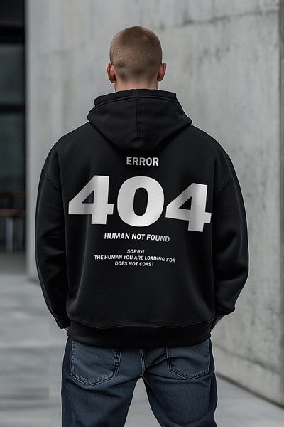 Edit by Trendyol Men's Black Oversize/Wide Cut Back Printed Sweatshirt Tedaw25Sw00082