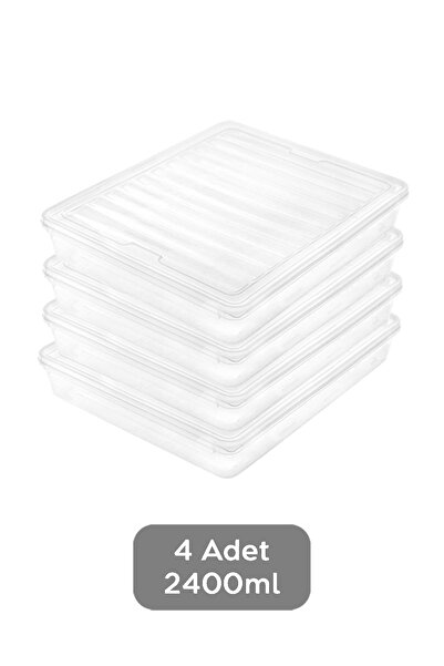 Meleni Home Microwave-Compatible Storage Container with 4 Clear Lids - Organizer Food Supply Container 4X2400Ml