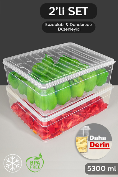 Meleni Home 2'li Derin Mikrodalga Uyumlu Erzak Gıda Saklama Kabı - Şeffaf Kap...