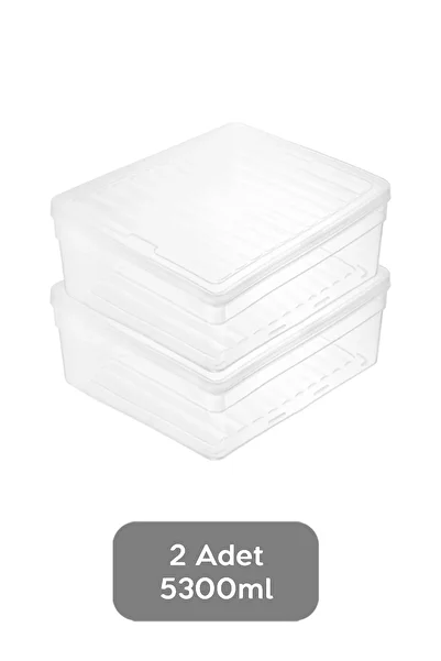 Meleni Home Set of 2 Food Storage Organizer - Deep Microwave, Clear Lid, 5300ml Capacity