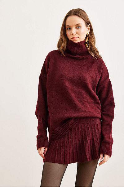 Olalook Claret Red kötöttáru pulóver és mini szoknya szett - TKM- 19000260