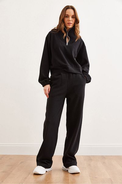 Olalook Women's Black Bottom Top Polo Neck Thessaloniki Suit Tkm- 19000324