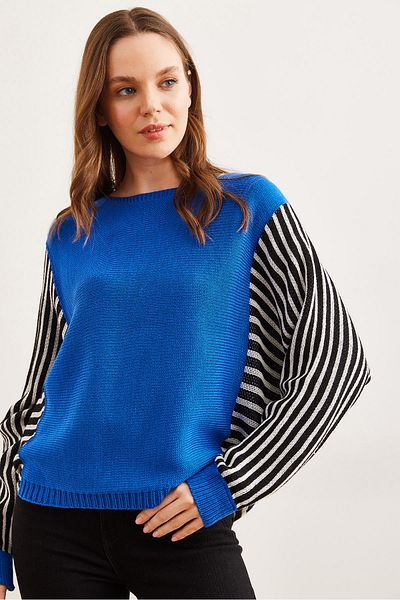 Olalook Saks Blue Knitwear Sweater - Women'S, Sleeve Detail, Kzk- 19000817