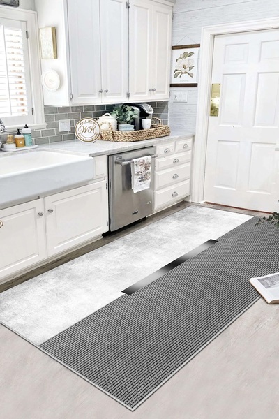 West Home Dijital Baskı Yıkanabilir Kaymaz Taban Leke Tutmaz Mutfak Halısı Sa...