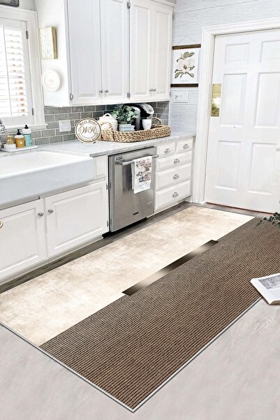 West Home Dijital Baskı Yıkanabilir Kaymaz Taban Leke Tutmaz Mutfak Halısı Sa...